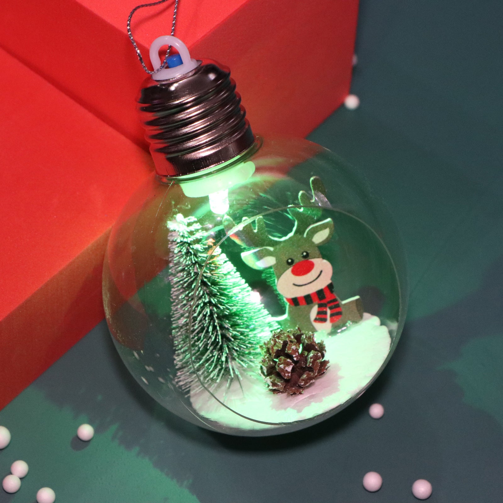 Christmas lighted Christmas ball decoration Christmas pendant Christmas window transparent light bulb ball Christmas supplies