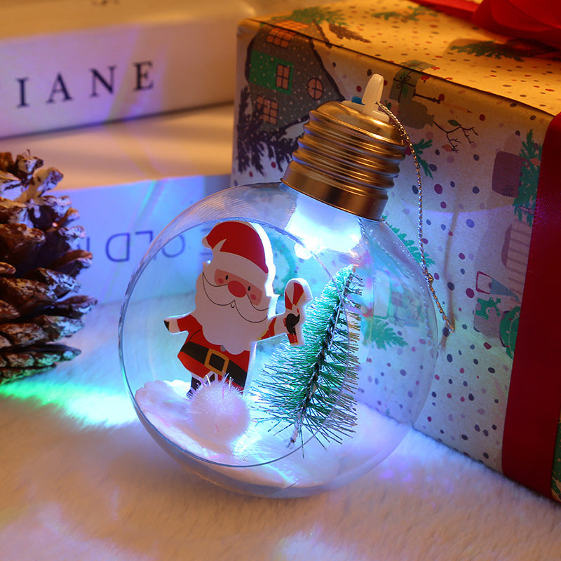 Christmas lighted Christmas ball decoration Christmas pendant Christmas window transparent light bulb ball Christmas supplies