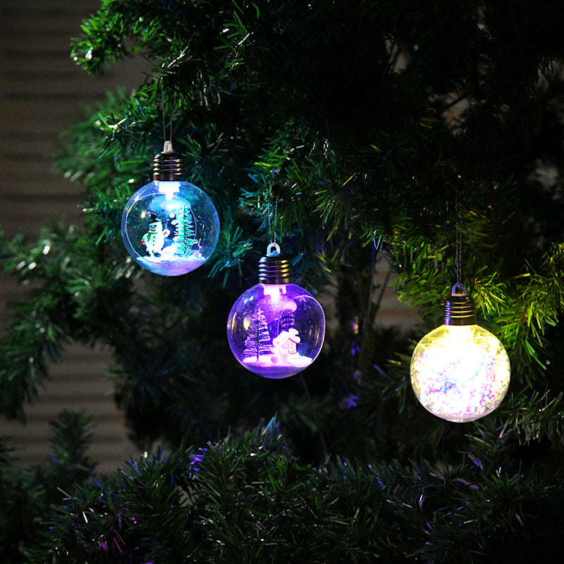 Christmas lighted Christmas ball decoration Christmas pendant Christmas window transparent light bulb ball Christmas supplies