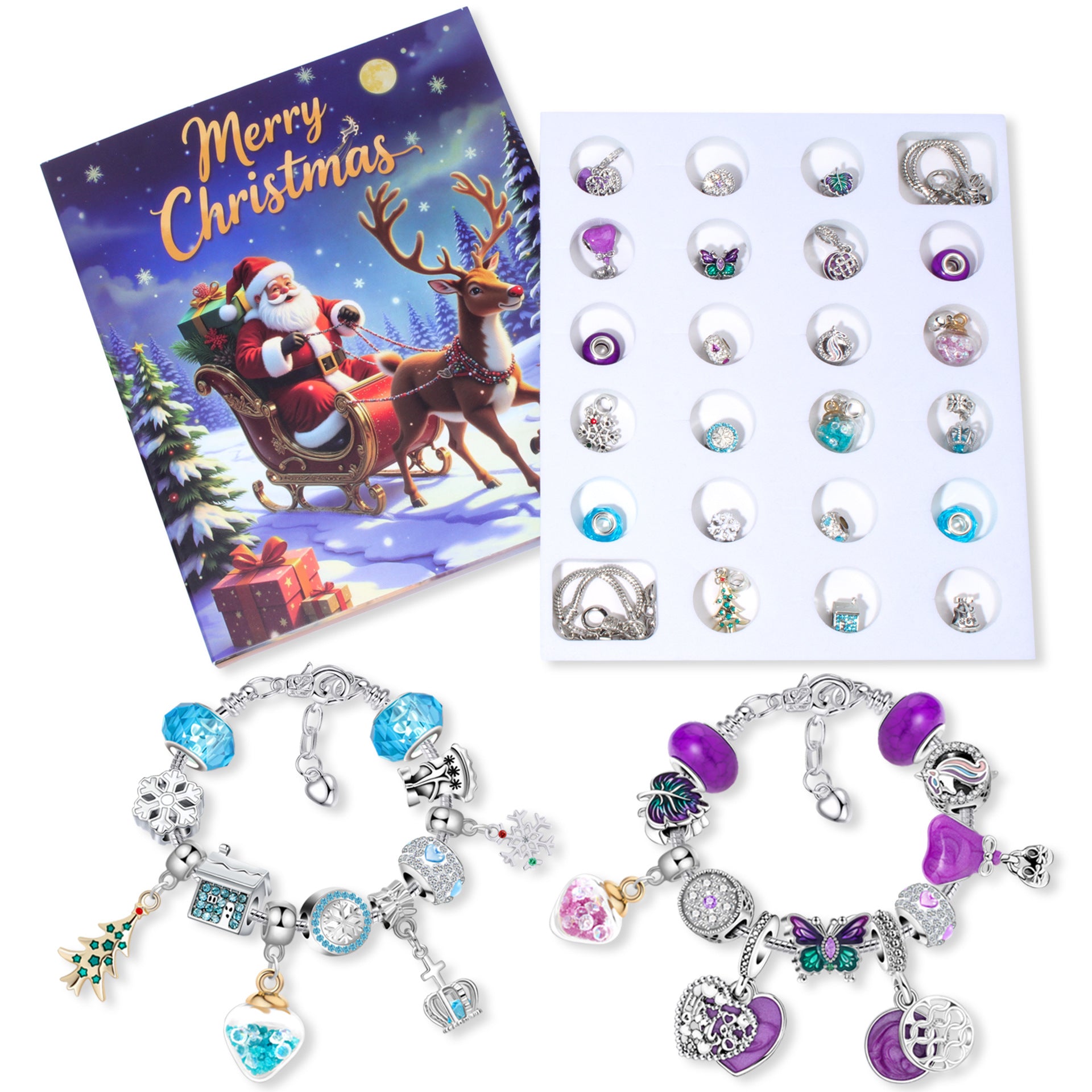 Amazon 24-compartment Christmas beaded bracelet gift box, blind box DIY jewelry gift countdown calendar for the upcoming holiday season.