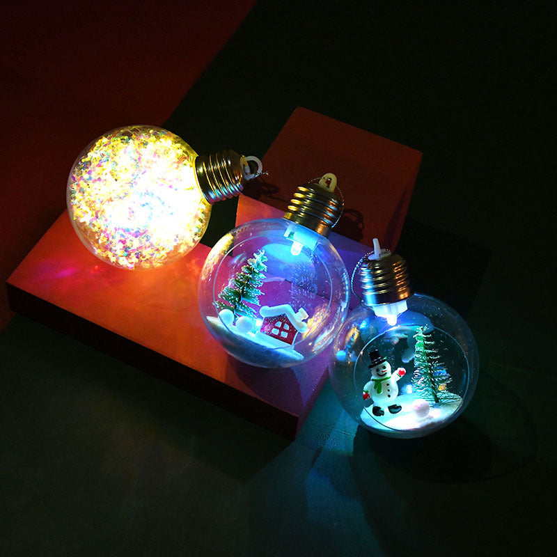 Christmas lighted Christmas ball decoration Christmas pendant Christmas window transparent light bulb ball Christmas supplies
