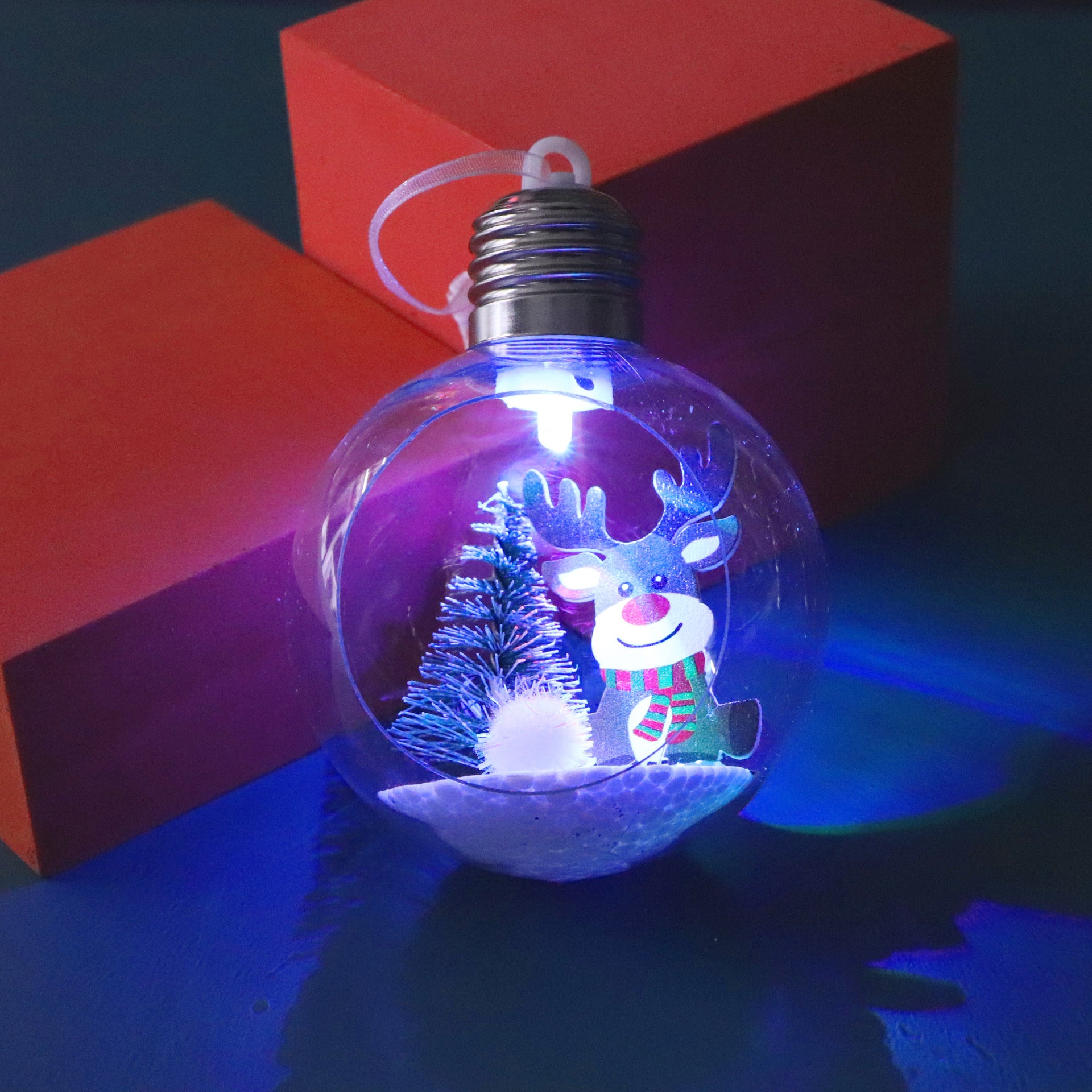 Christmas lighted Christmas ball decoration Christmas pendant Christmas window transparent light bulb ball Christmas supplies