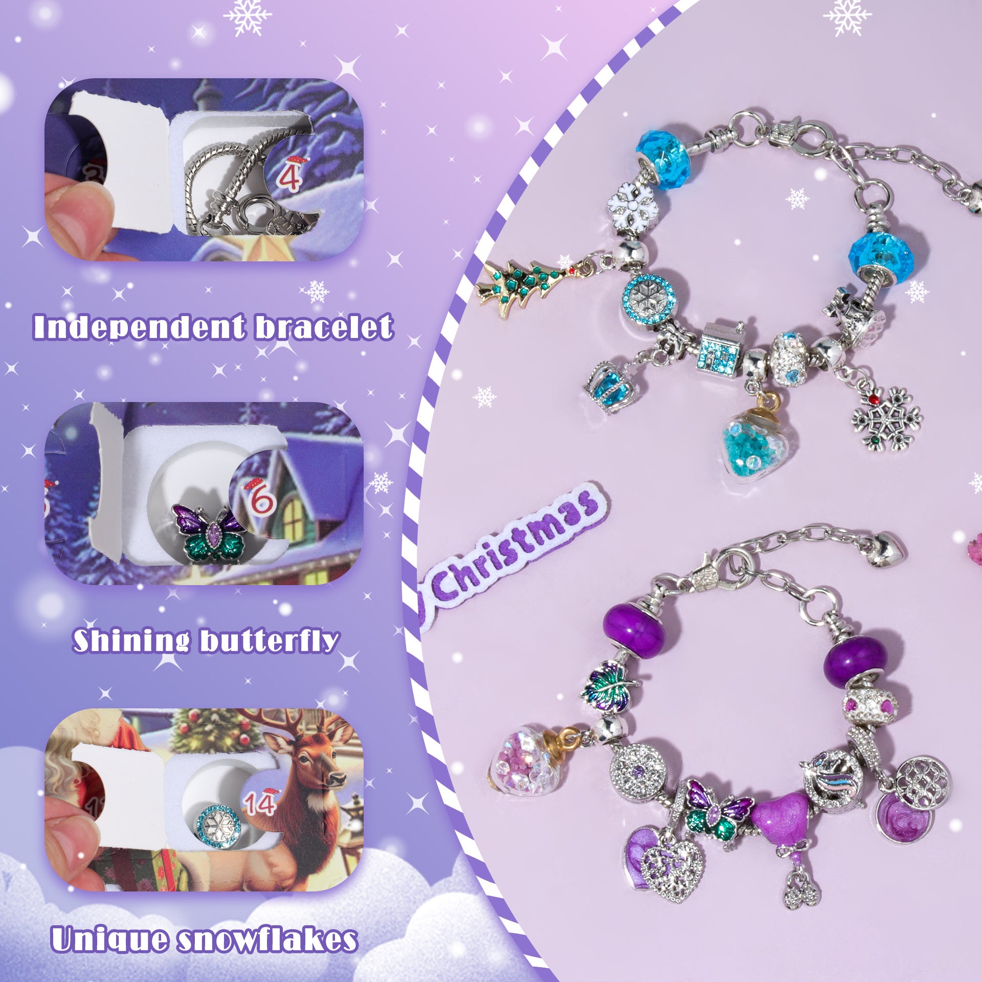 Amazon 24-compartment Christmas beaded bracelet gift box, blind box DIY jewelry gift countdown calendar for the upcoming holiday season.