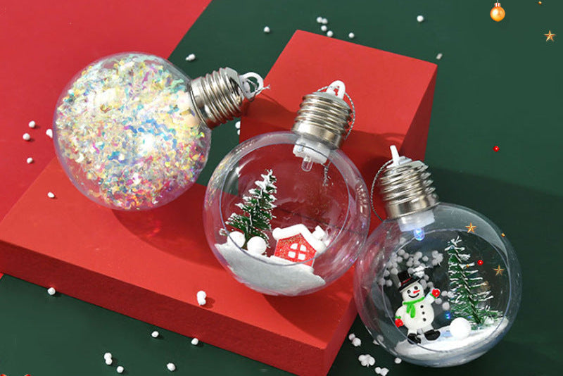 Christmas lighted Christmas ball decoration Christmas pendant Christmas window transparent light bulb ball Christmas supplies